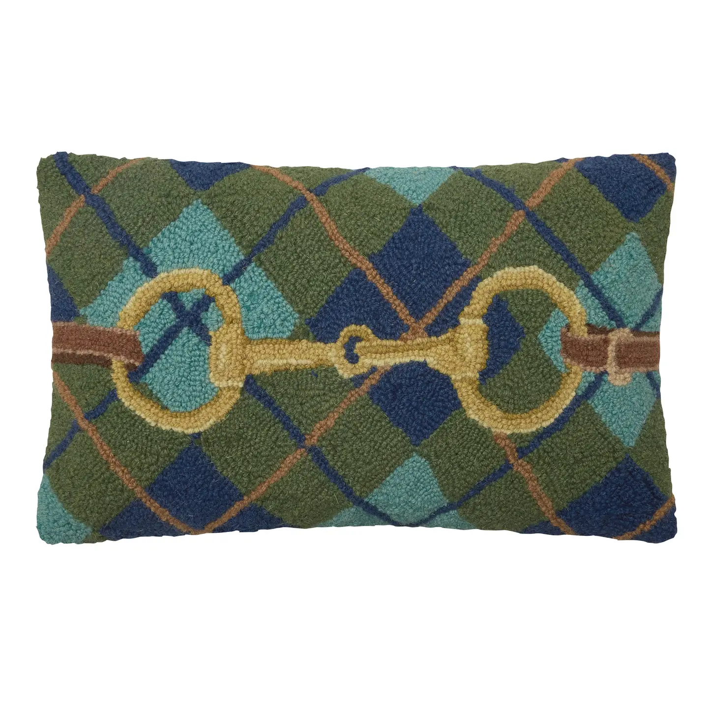 Gingham Buckle Hooked Wool Pillow