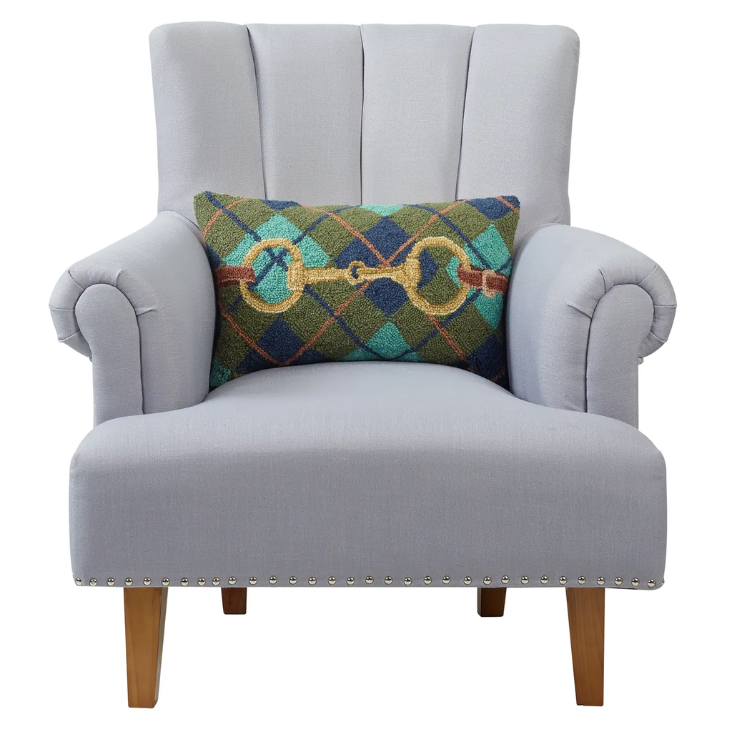 Gingham Buckle Hooked Wool Pillow