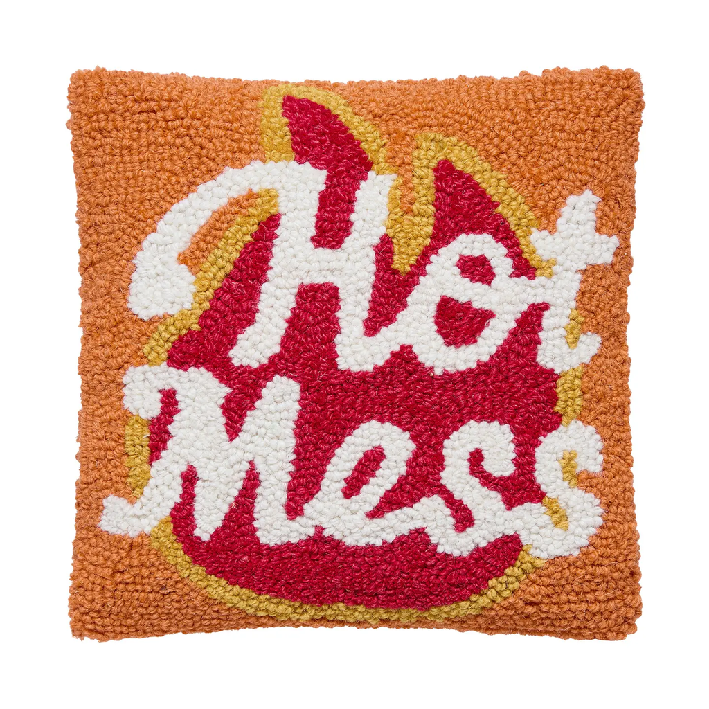 Hot Mess Hooked Wool Pillow
