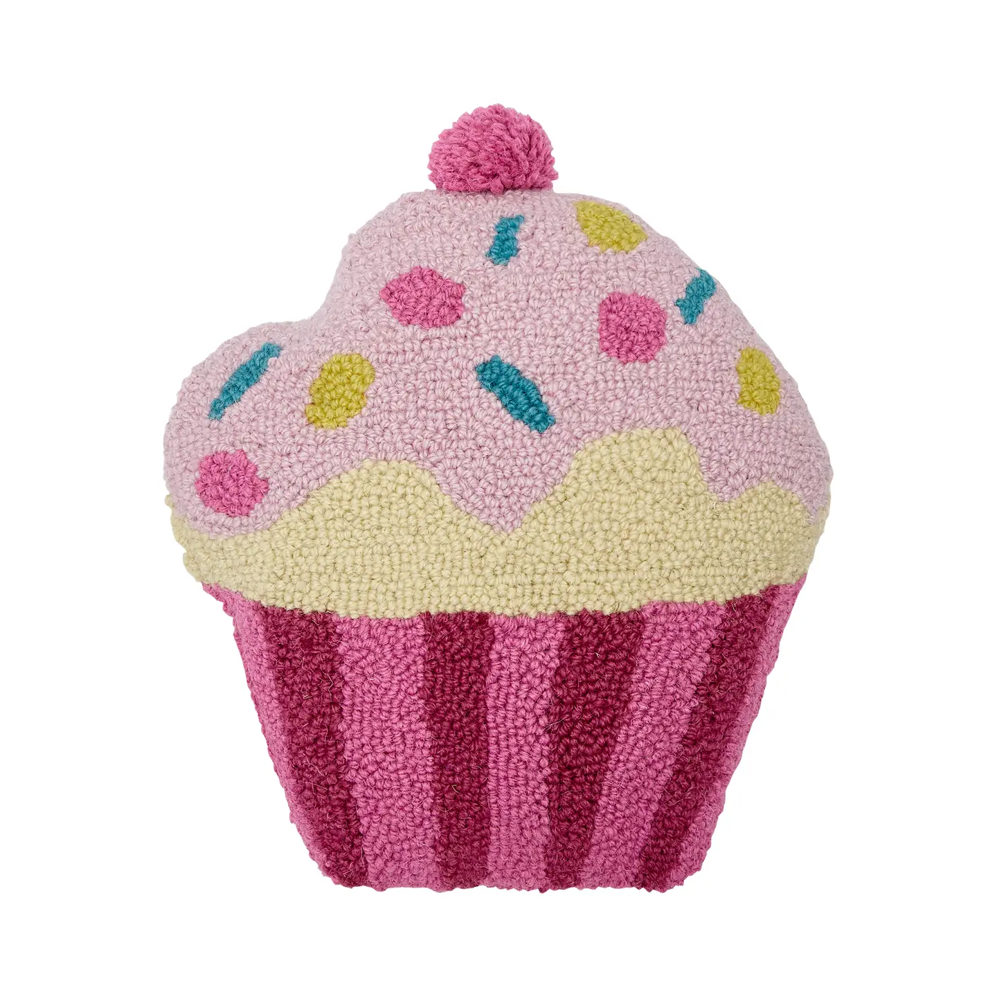 Cupcake Hooked Wool Pillow