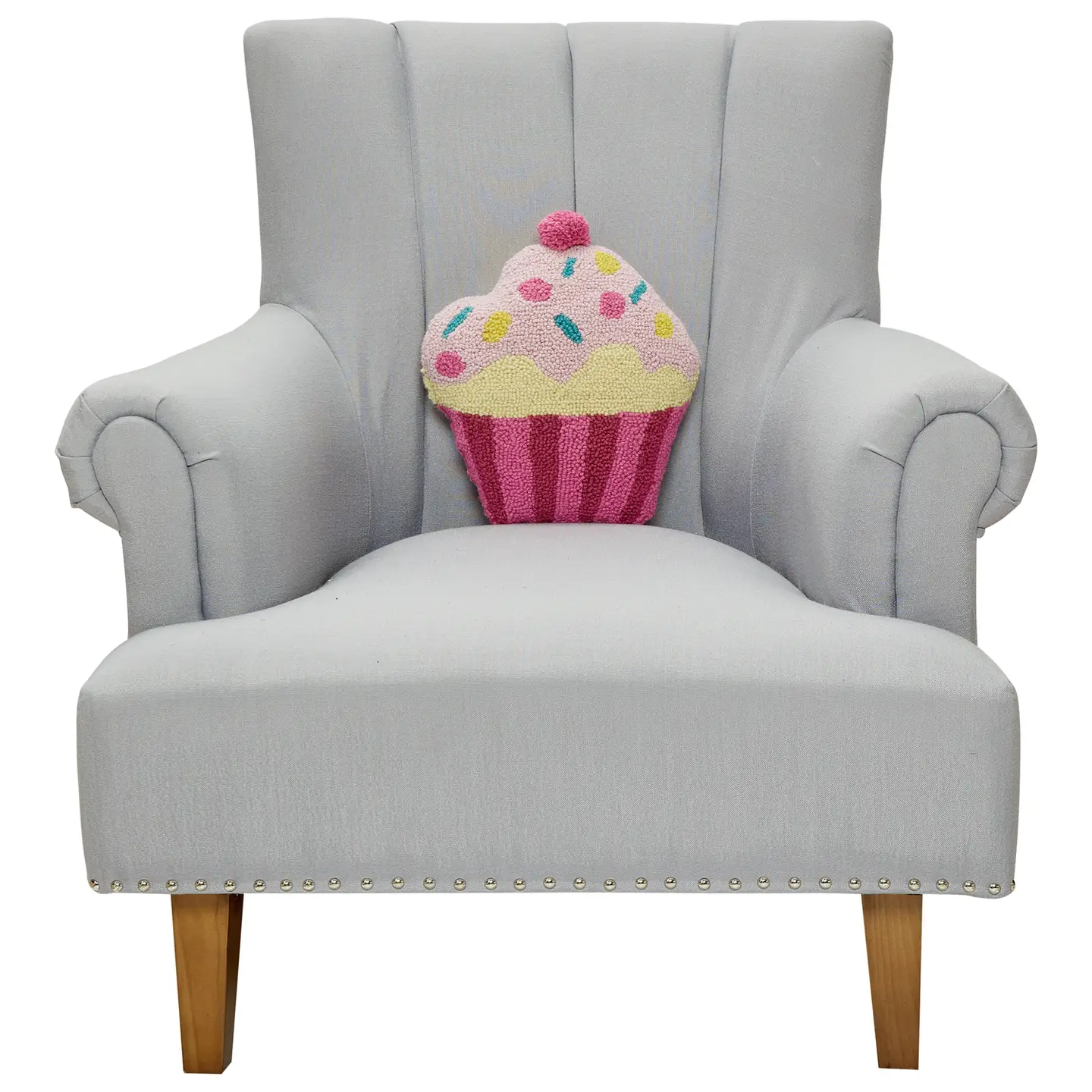 Cupcake Hooked Wool Pillow