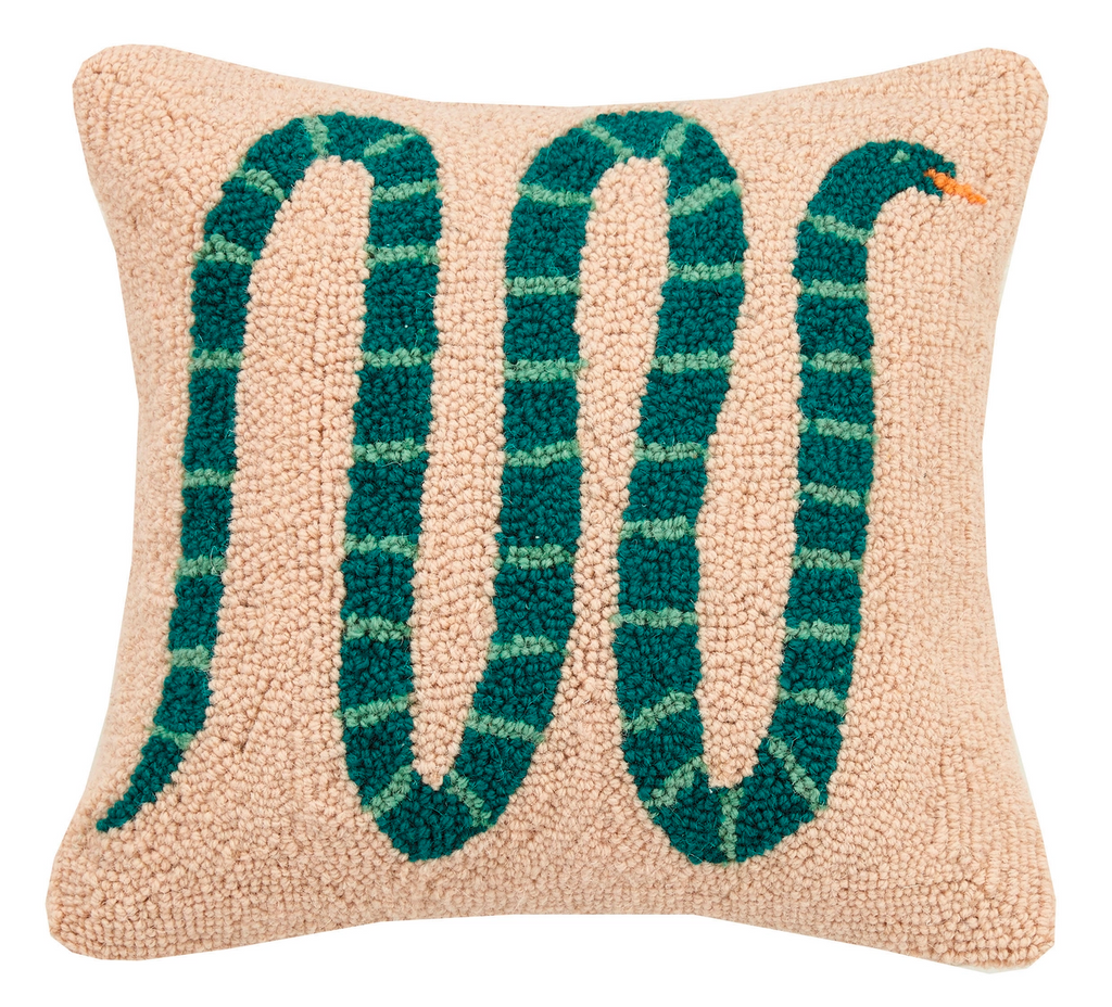 Ethereal Garden Snake Hooked Wool Pillow