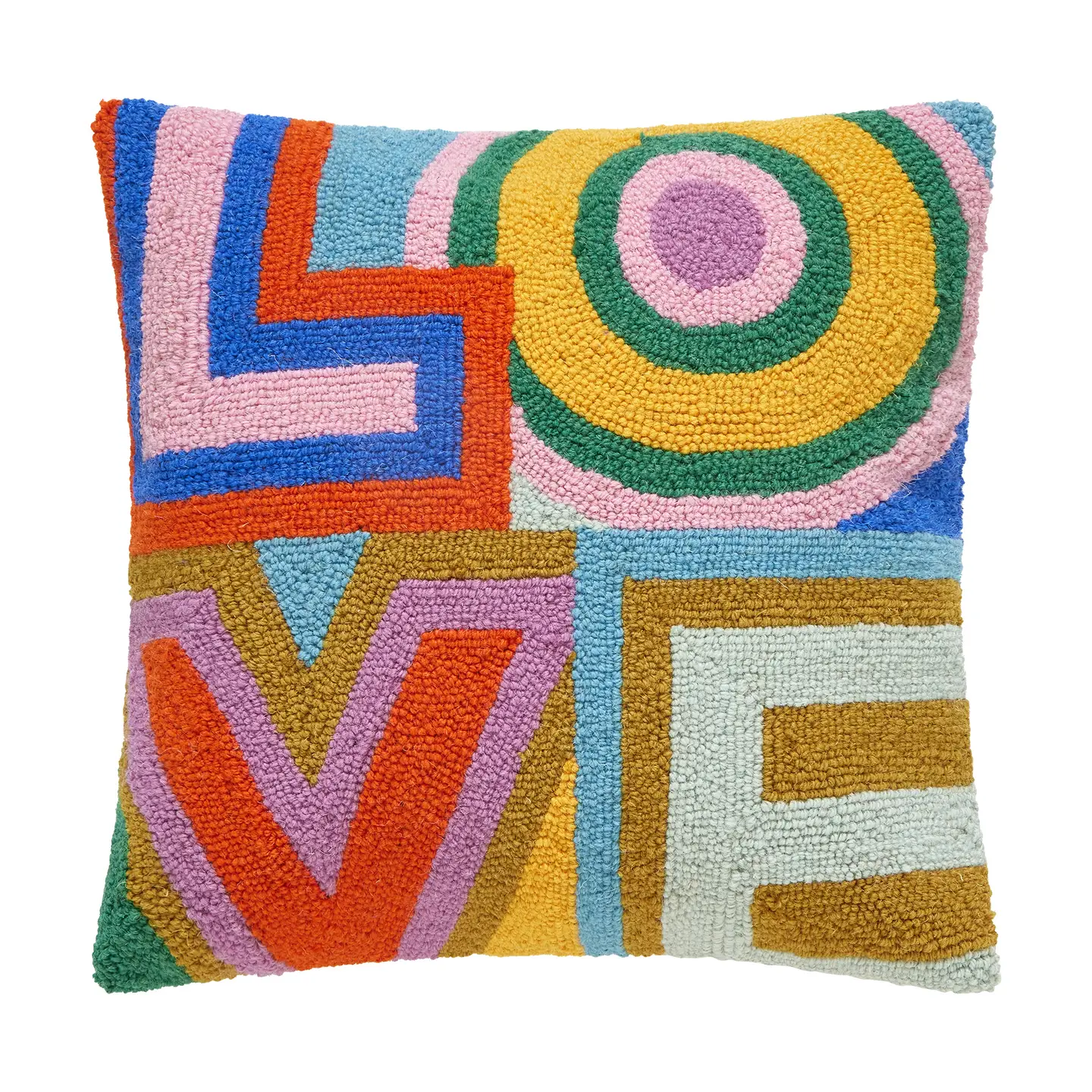Peking Handicrafts Love Hooked Wool Pillow