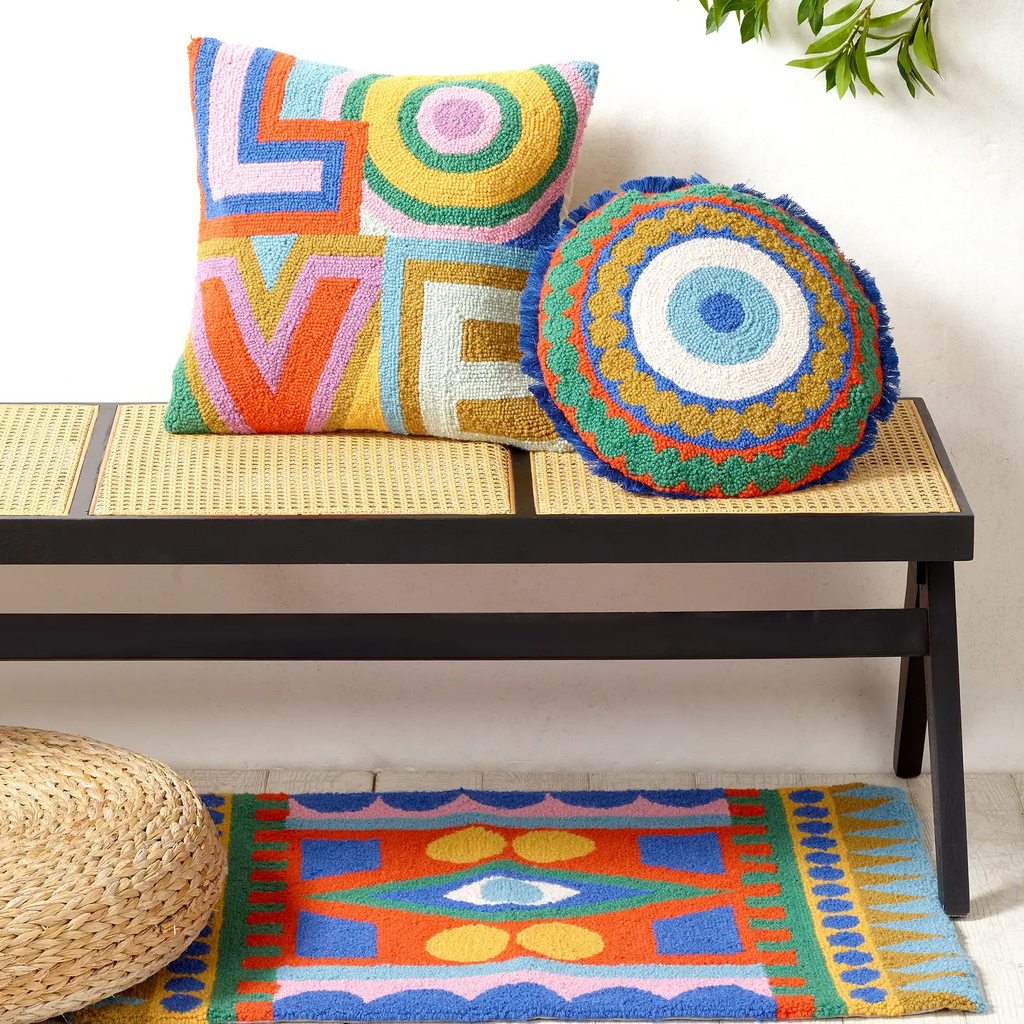 Peking Handicrafts Love Hooked Wool Pillow