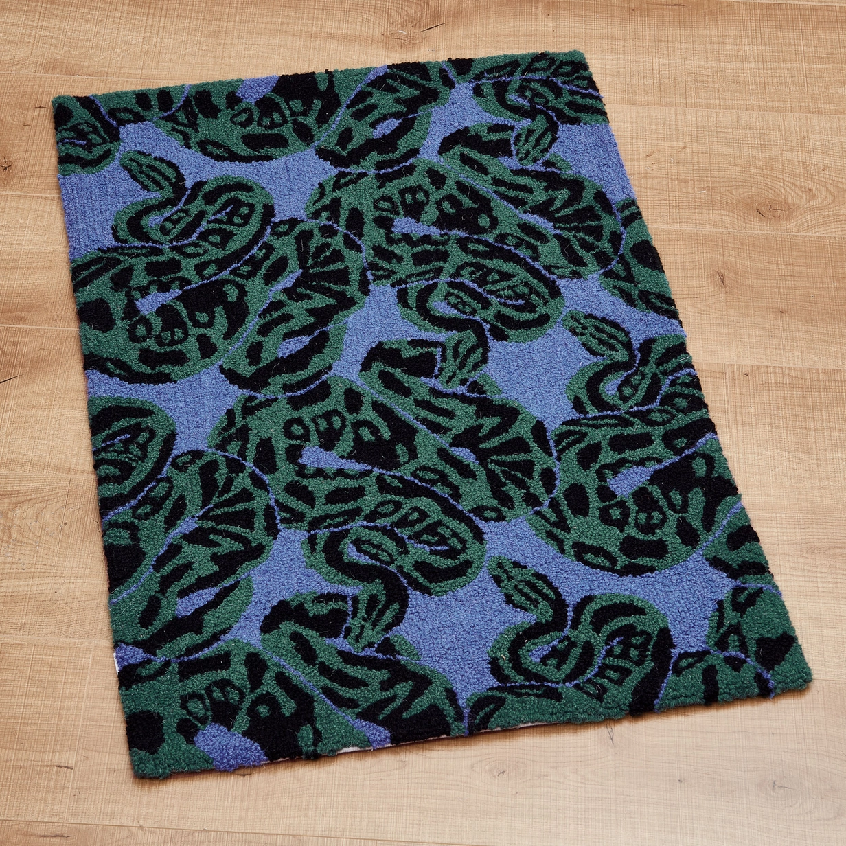 Hooked Wool Accent Rug Snake Eyes
