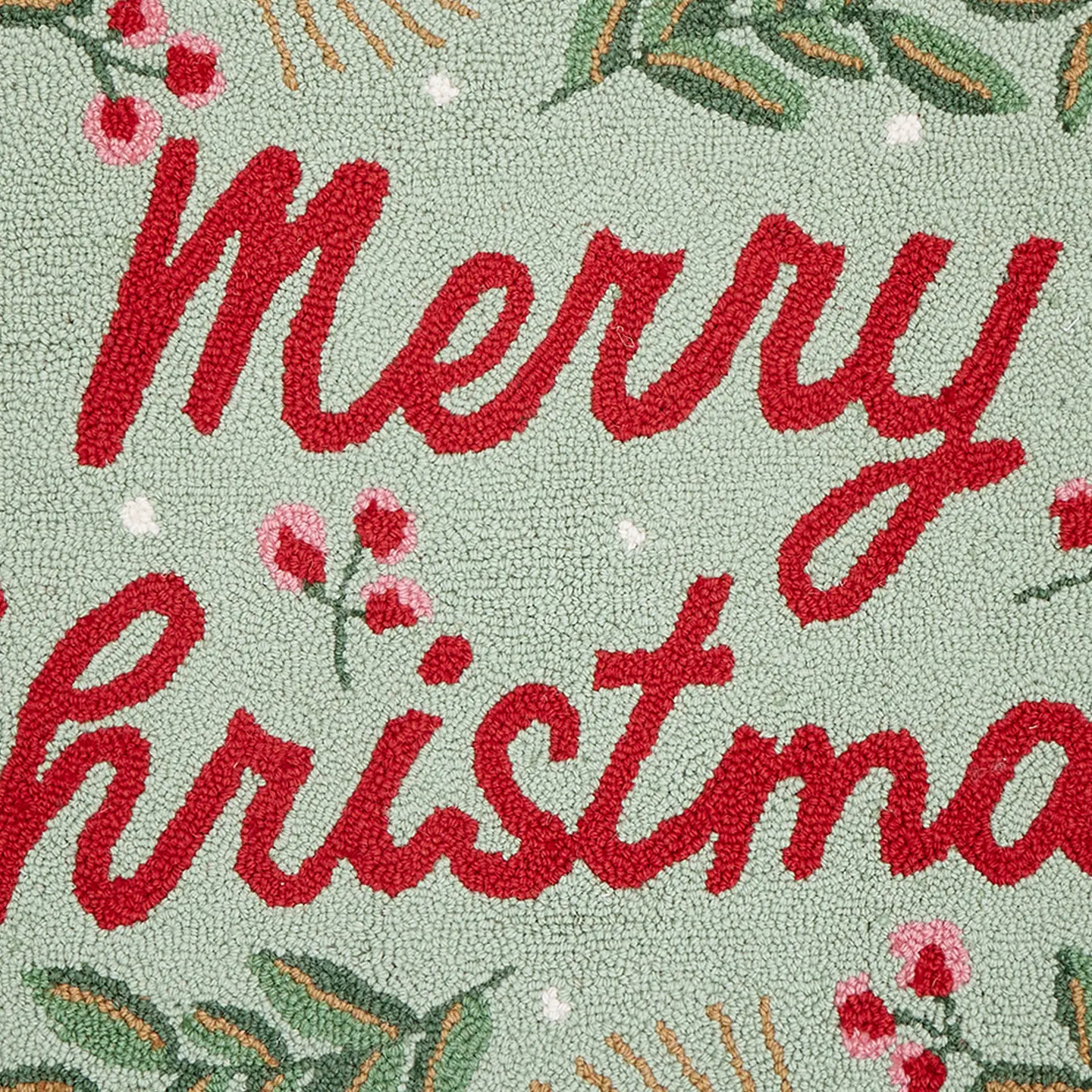 Merry Christmas Hooked Wool Accent Rug