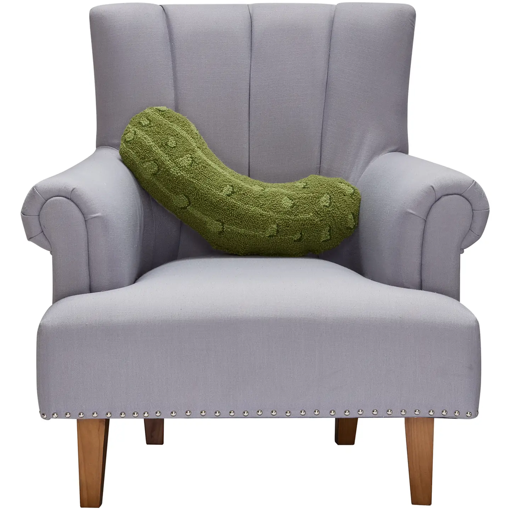 Shaped Pickle Hooked Wool Pillow