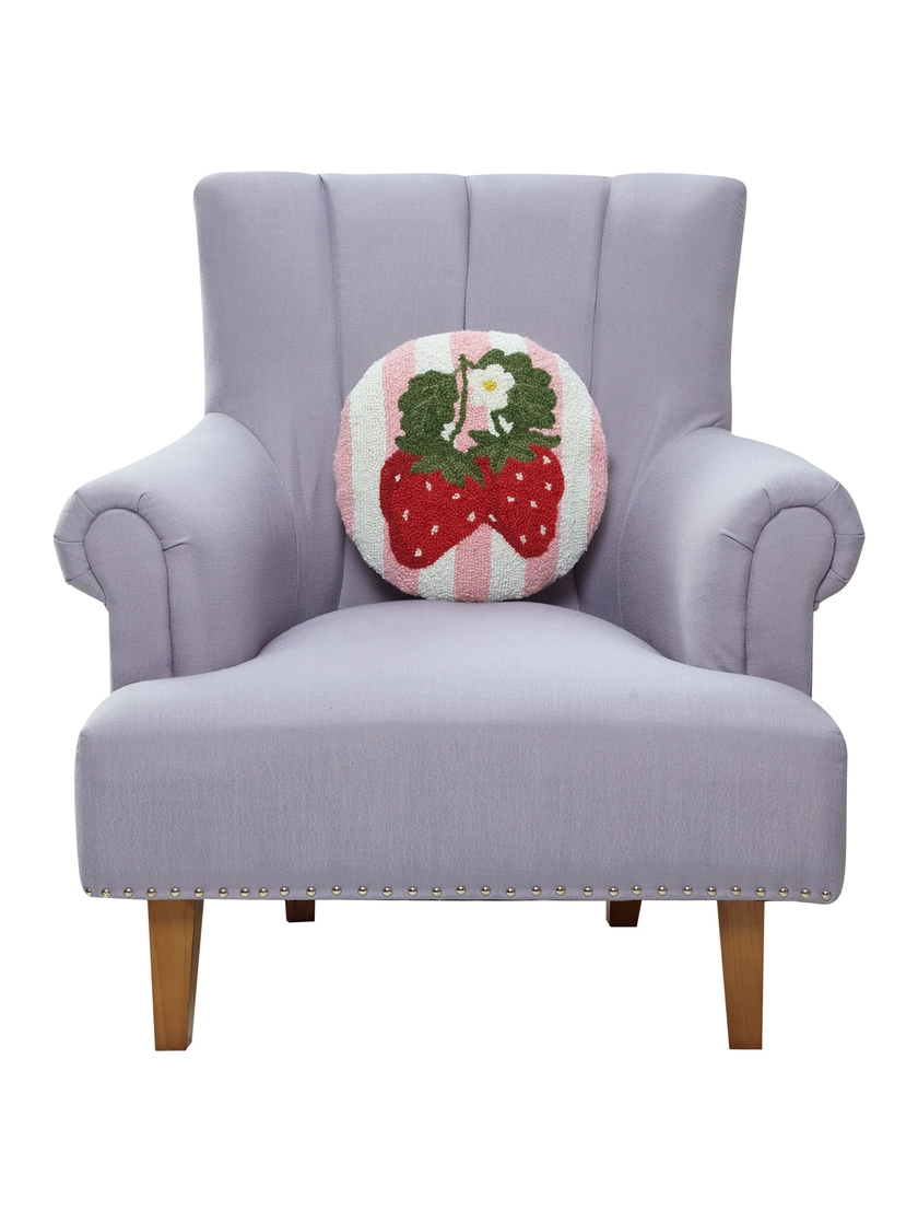 Stripe Strawberries Hook Wool Pillow
