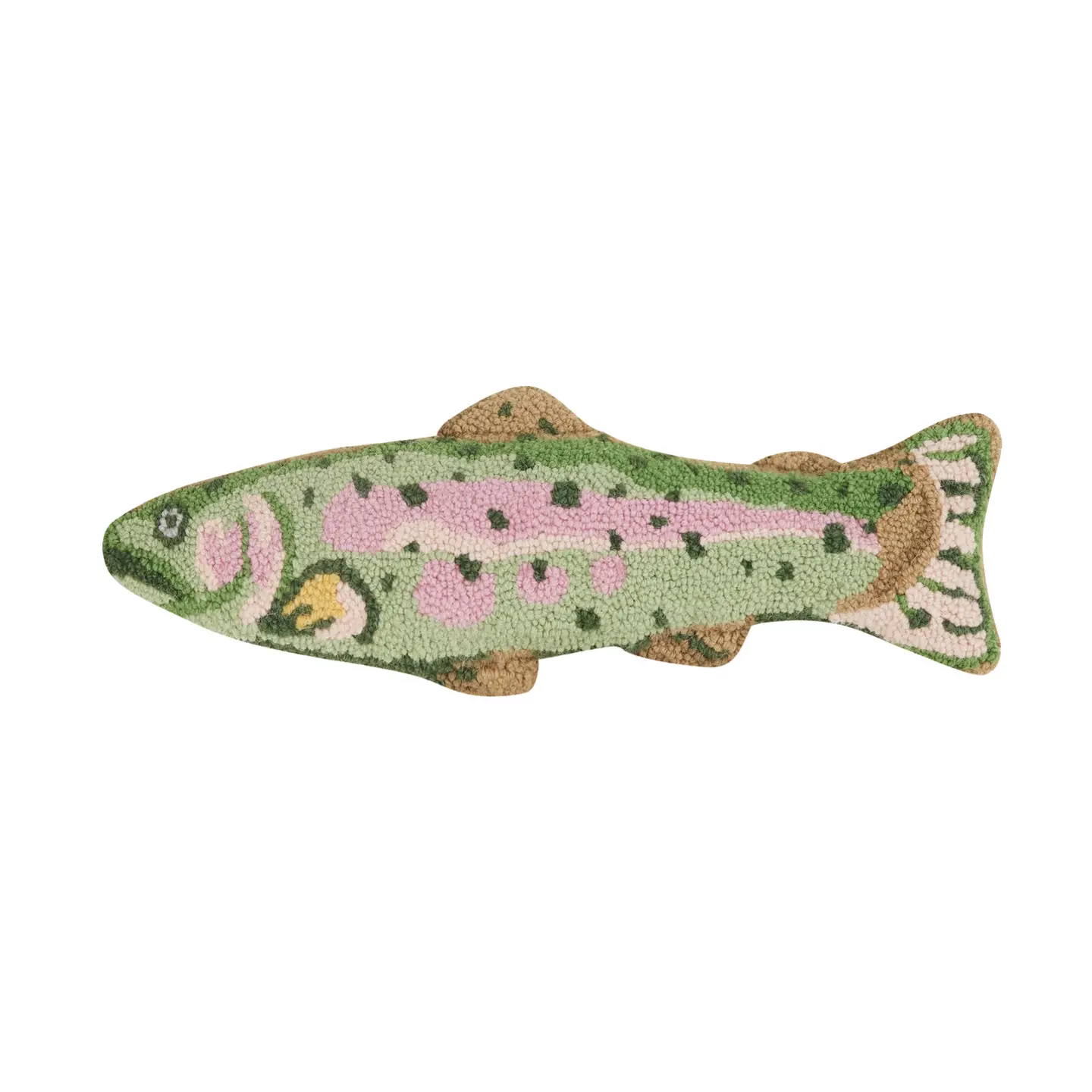 Trout Shaped Hooked Wool Pillow