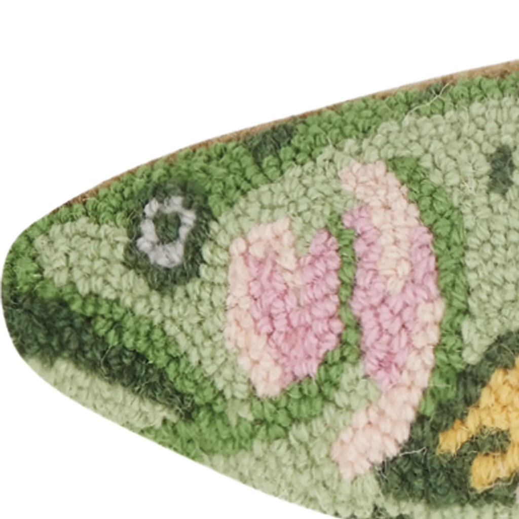 Trout Shaped Hooked Wool Pillow