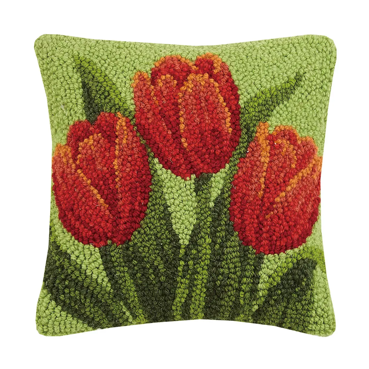 Tulip Hooked Wool Pillow