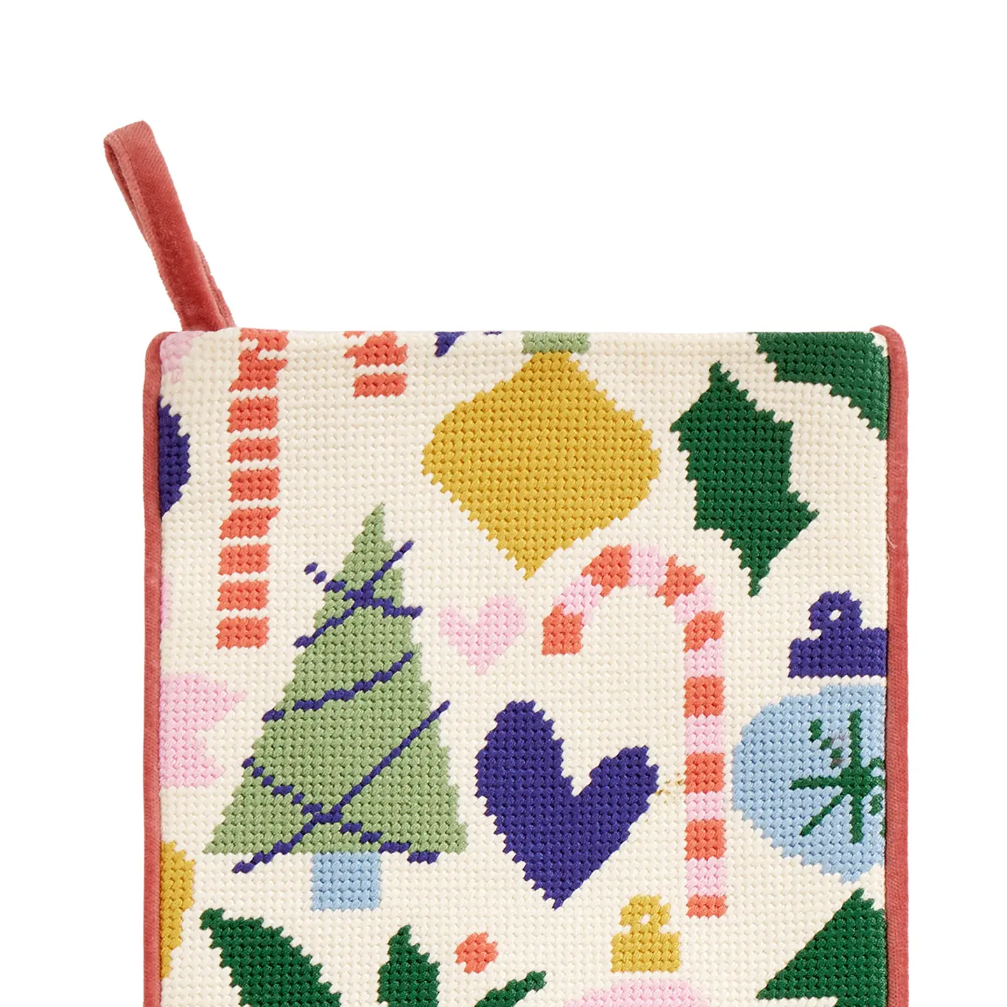 Holiday Icons Embroidered Stocking