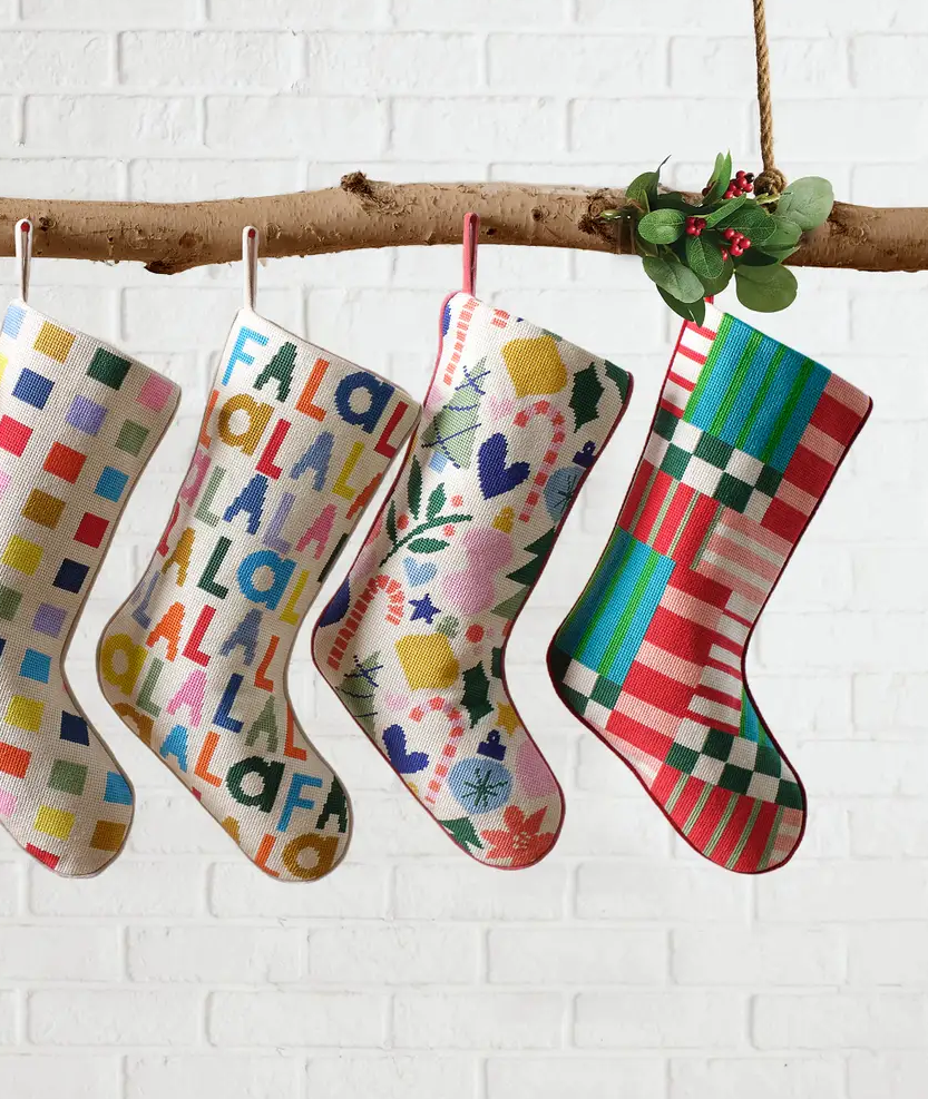 Holiday Icons Embroidered Stocking