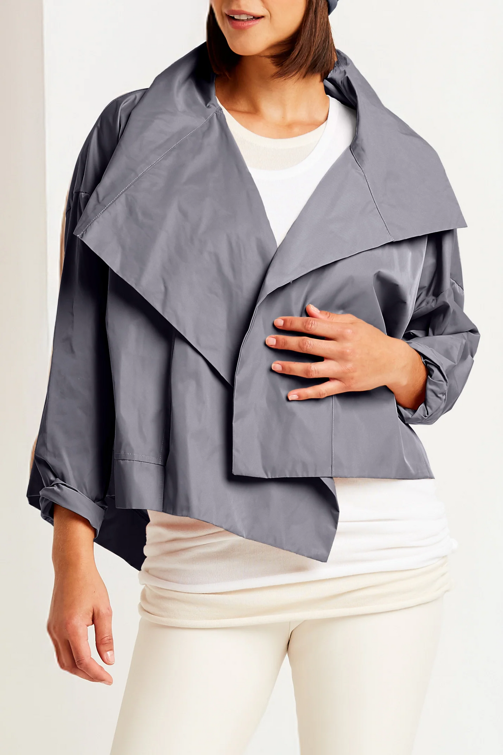 Planet by Lauren G's Cropped Asymmetrical Jacket in Lava