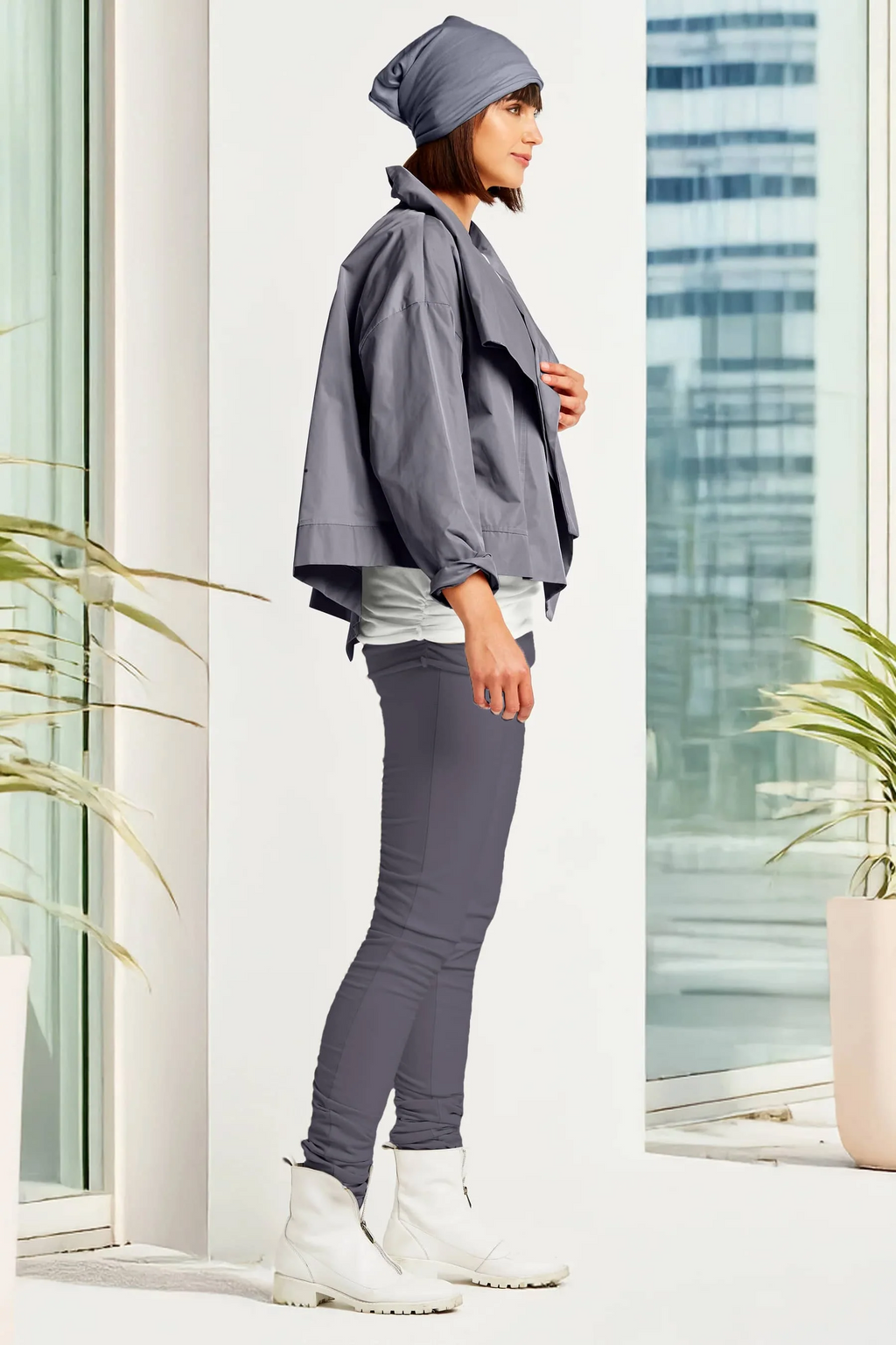 Planet by Lauren G's Cropped Asymmetrical Jacket in Lava