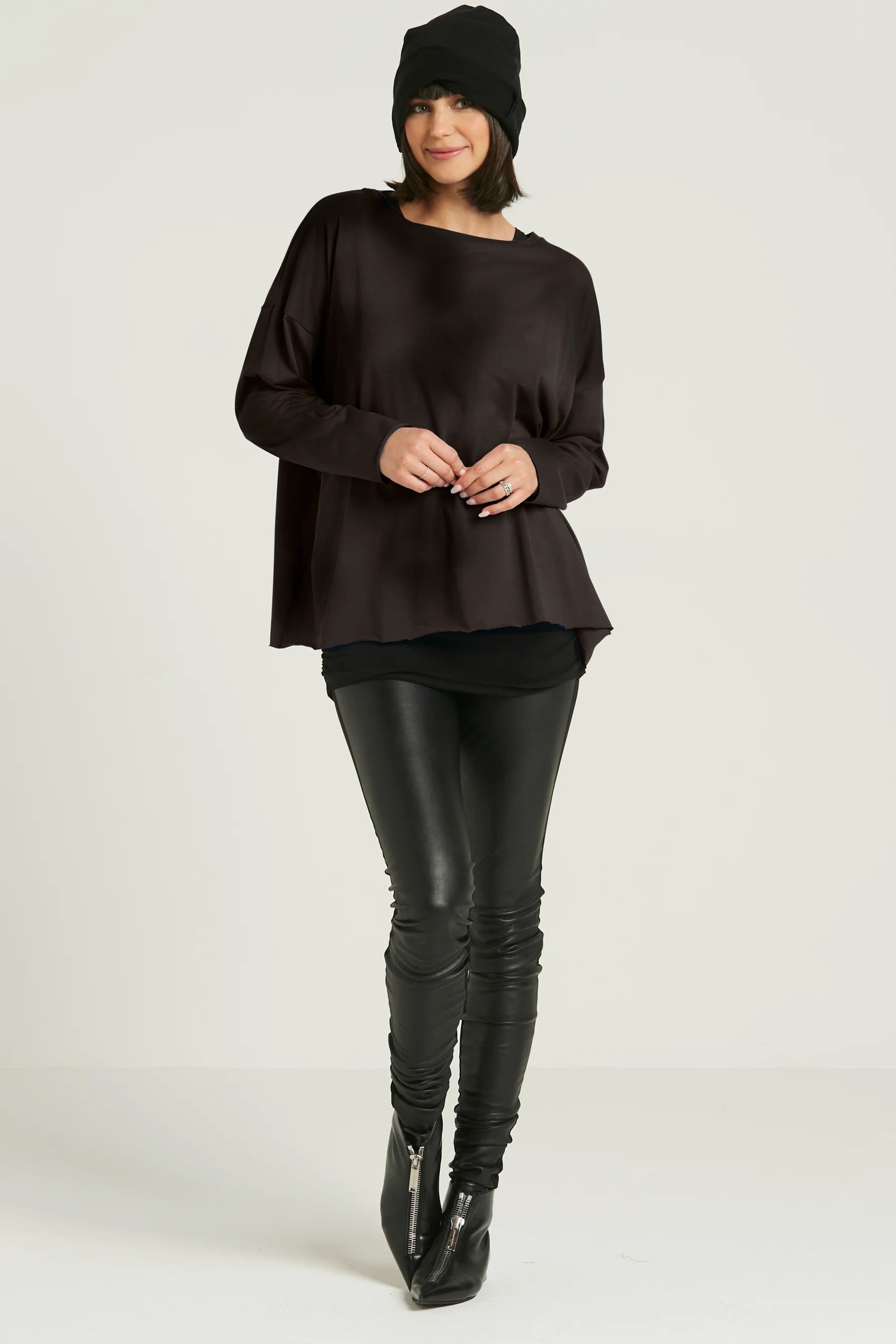 Pima Cotton Overdyed Luxury Boxy Tee Black