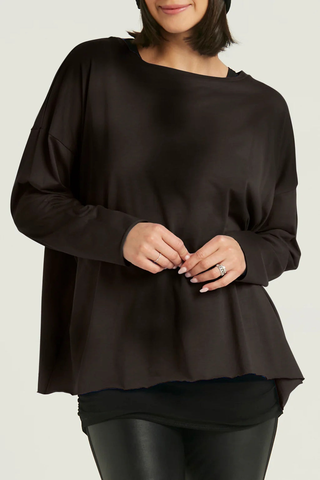 Pima Cotton Overdyed Luxury Boxy Tee Black