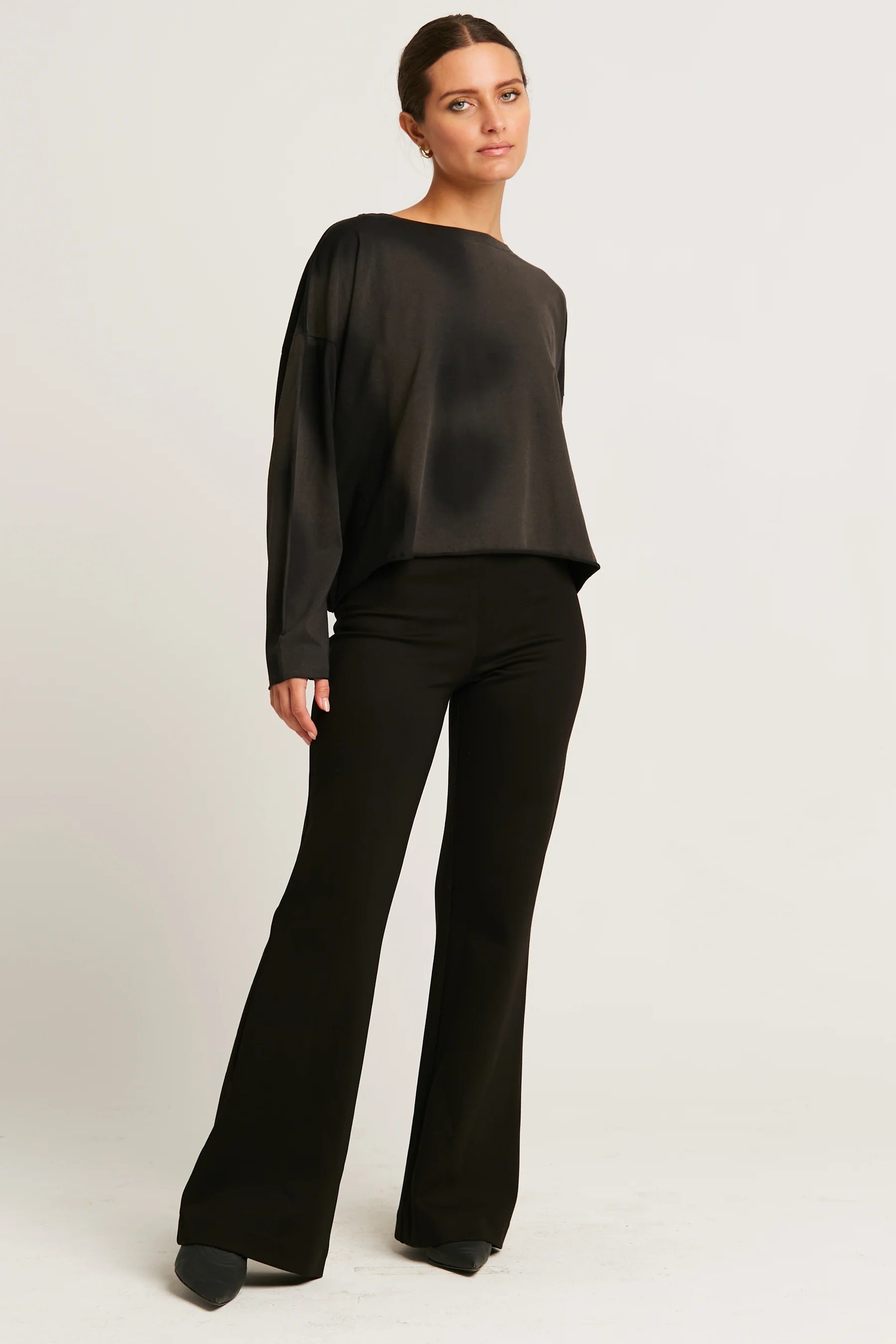 Planet by Lauren G Pima Cotton Overdyed Mini Luxury Boxy Tee Black