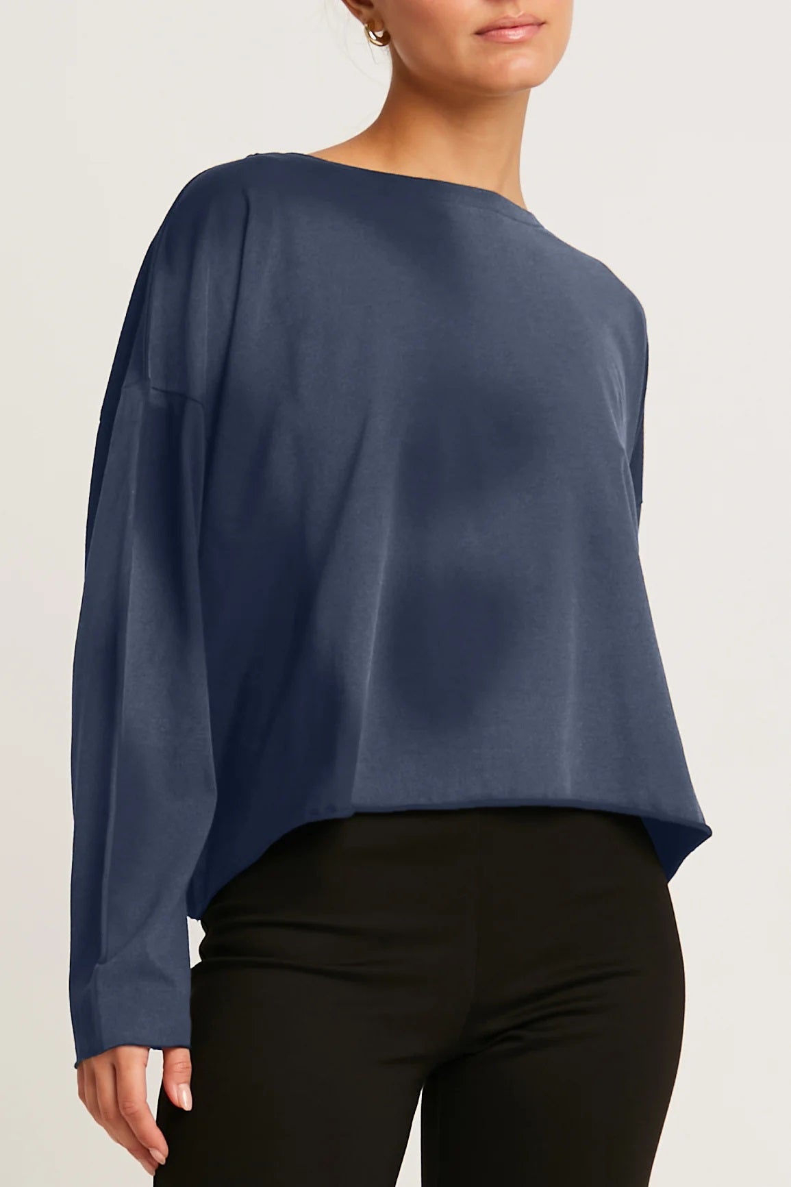 Planet by Lauren G Pima Cotton Overdyed Mini Luxury Boxy Tee Midnight