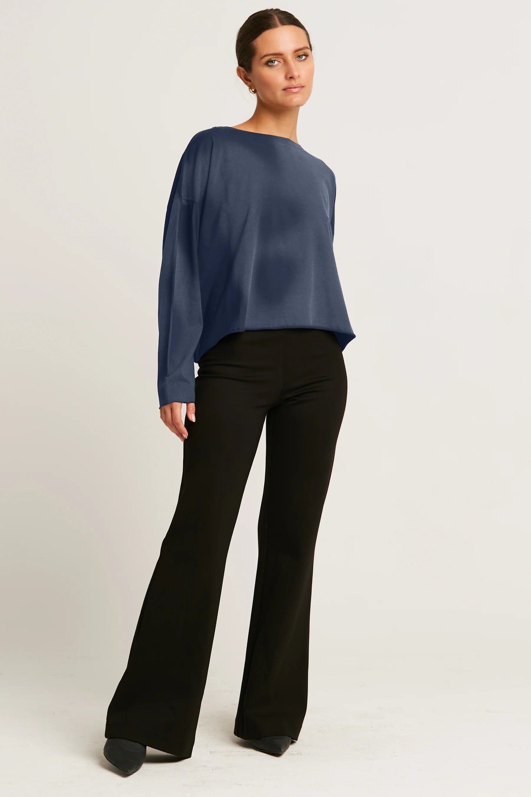 Planet by Lauren G Pima Cotton Overdyed Mini Luxury Boxy Tee Midnight