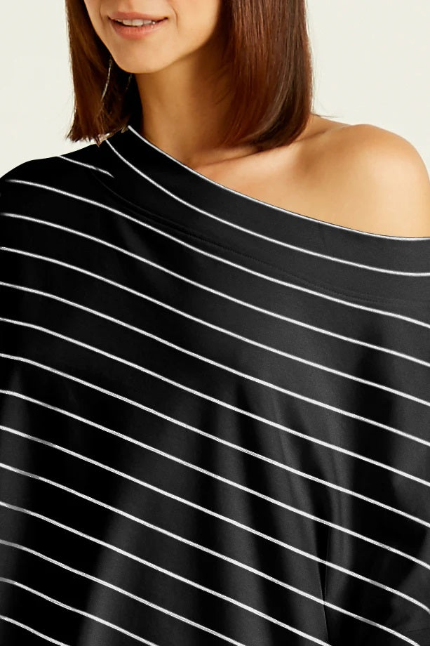 Pima Cotton Striped Tokyo Tee Black White