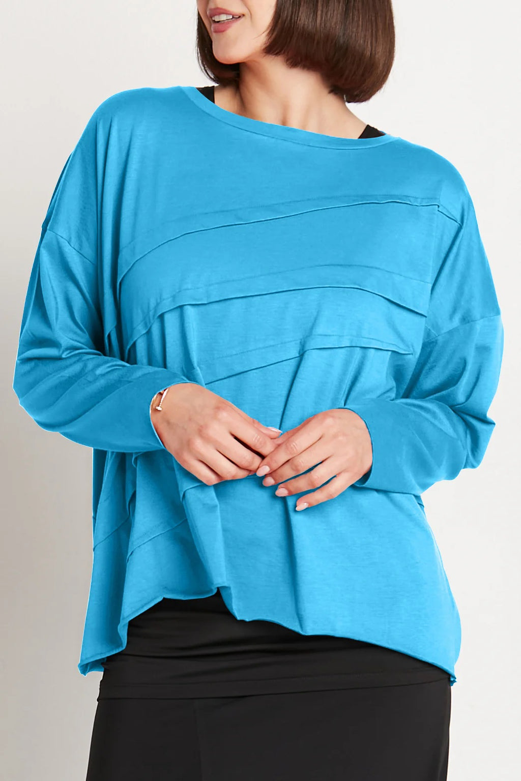 Pima Cotton Tucked Luxury Boxy Tee in Lake