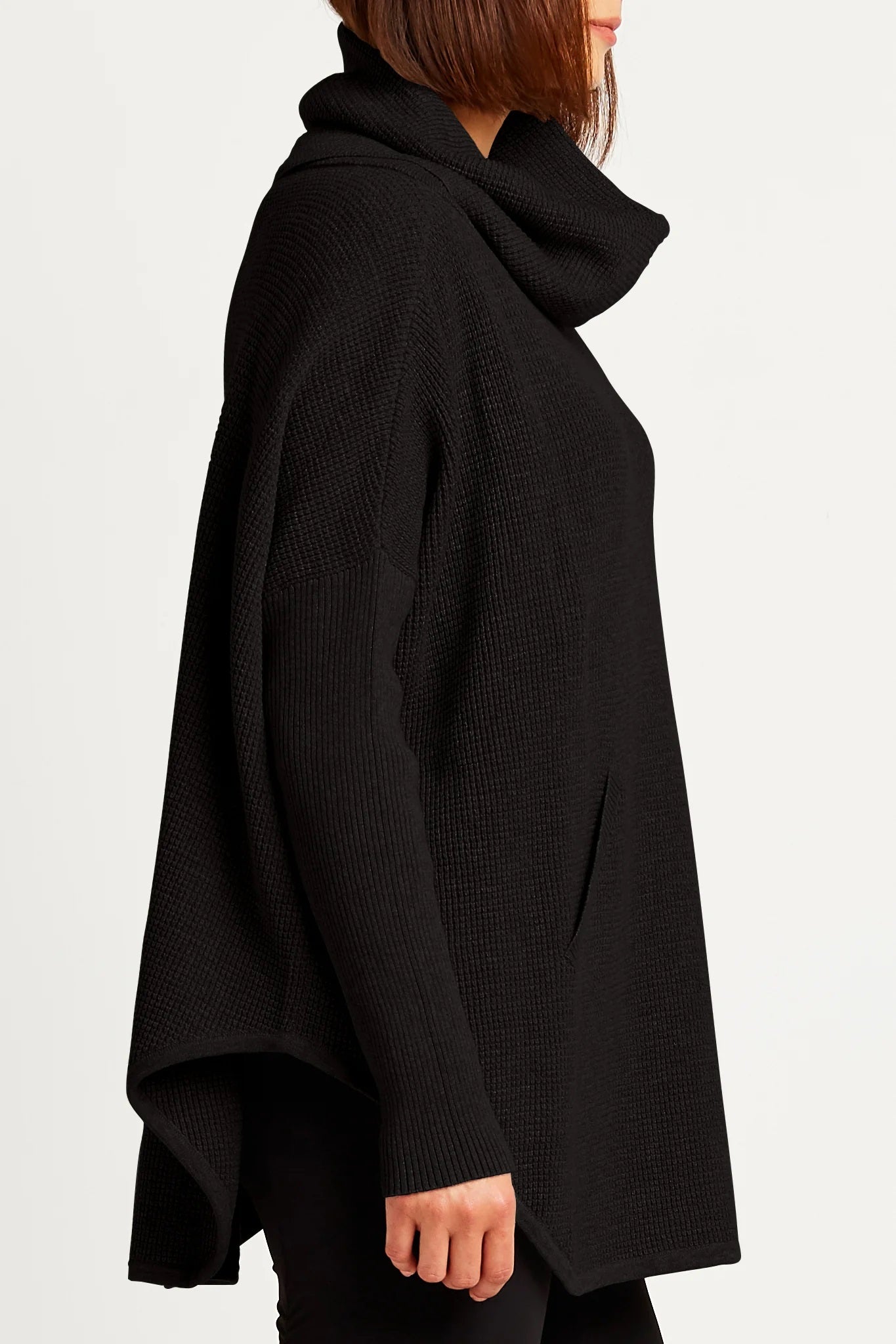 Pima Cotton Waffle Cowl Neck Sweater