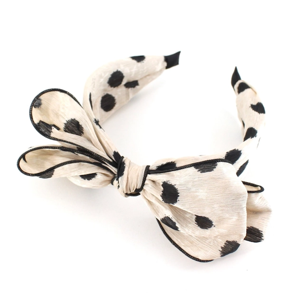 The Polka Dots Bow Headband  Light Beige