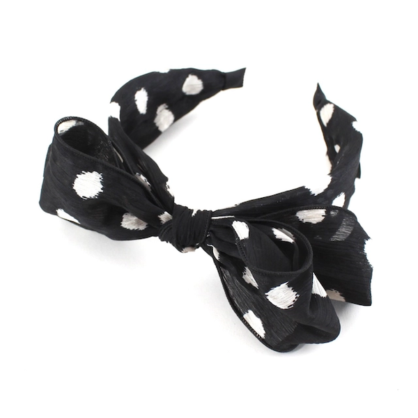 The Polka Dots Bow Headband Black