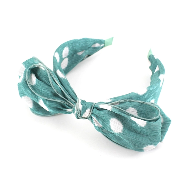 The Polka Dots Bow Headband Green