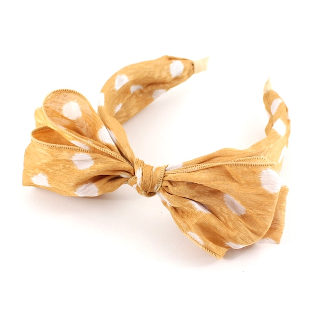 The Polka Dots Bow Headband Mustard