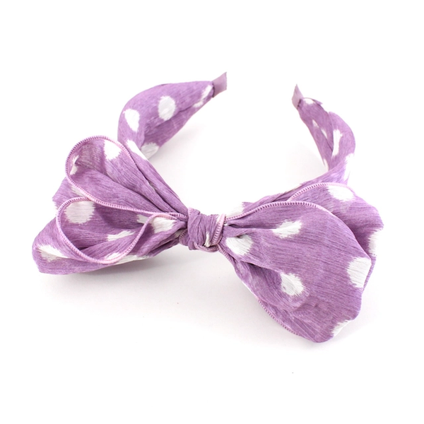 The Polka Dots Bow Headband Purple