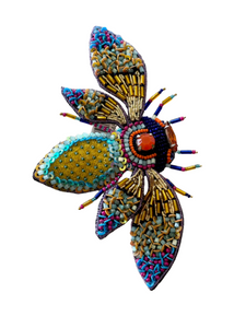 Psquuare Hand Beaded Colorful Beetle Brooch