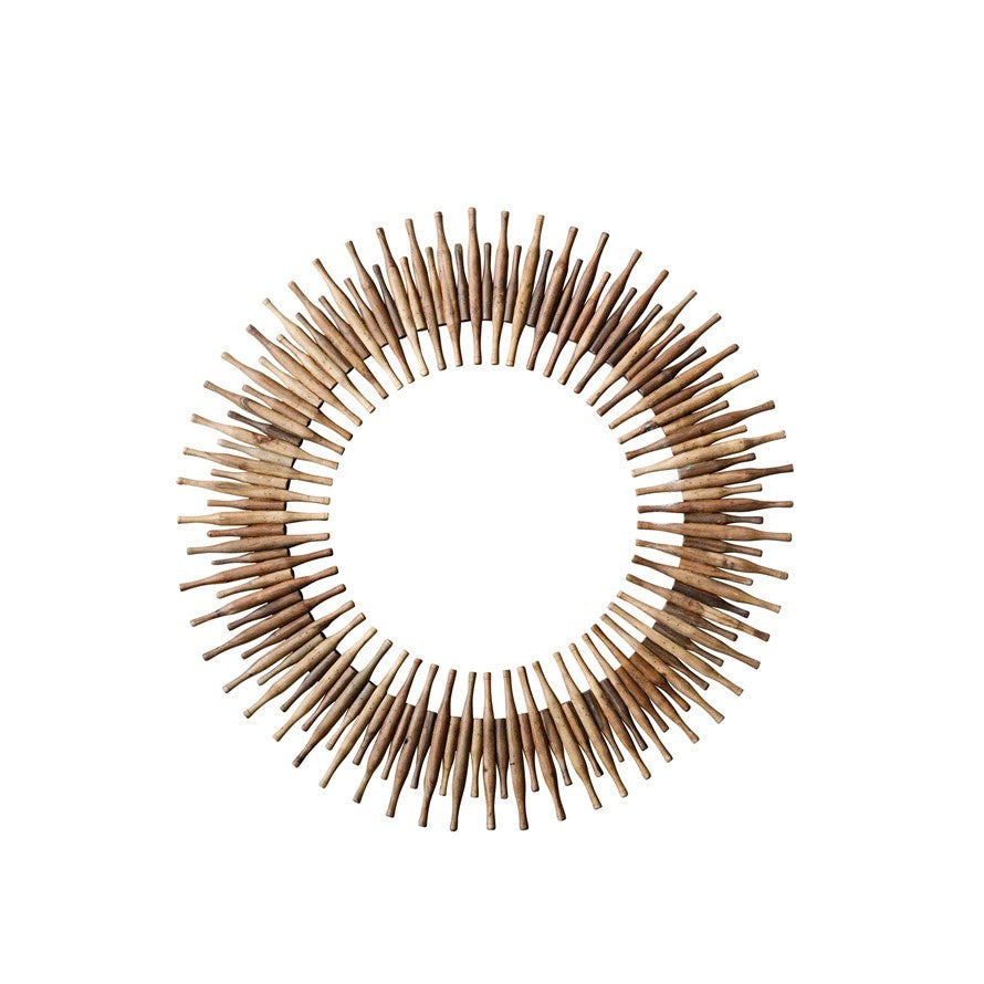 Repurposed Wood Roti Pins Wall Mirror