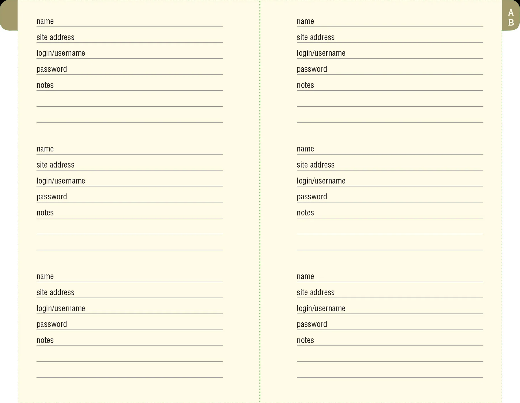 Small Password Book / Midnight Floral Print