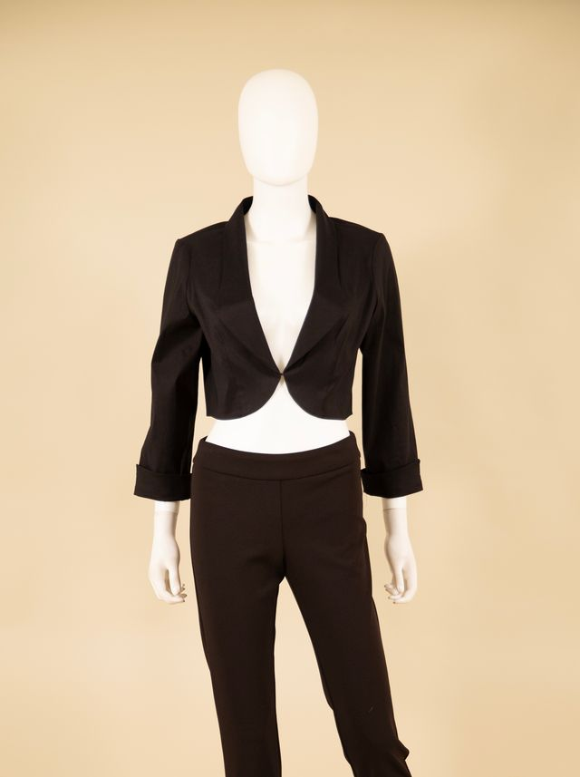 Samuel Dong's stretch dupioni Bolero in Black