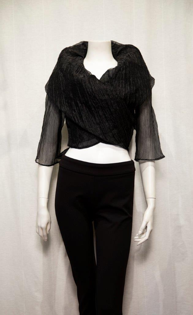 Samuel Dong's crinkled Chic Organza Bolero in Black