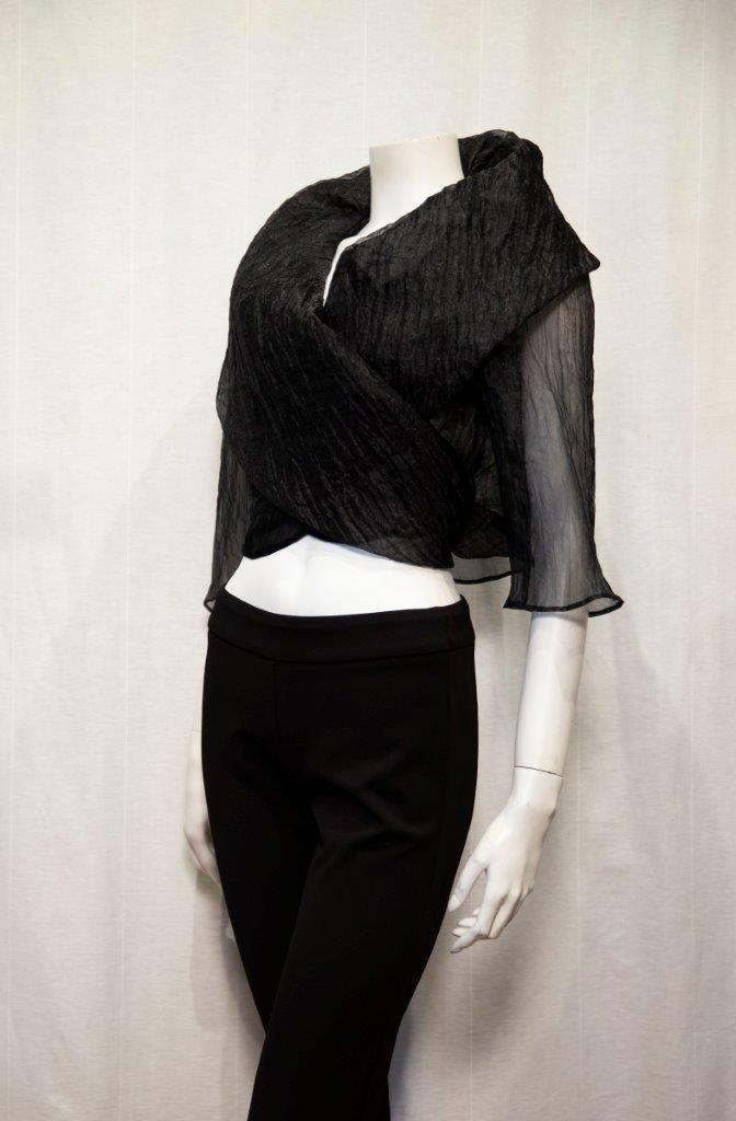 Samuel Dong's crinkled Chic Organza Bolero in Black