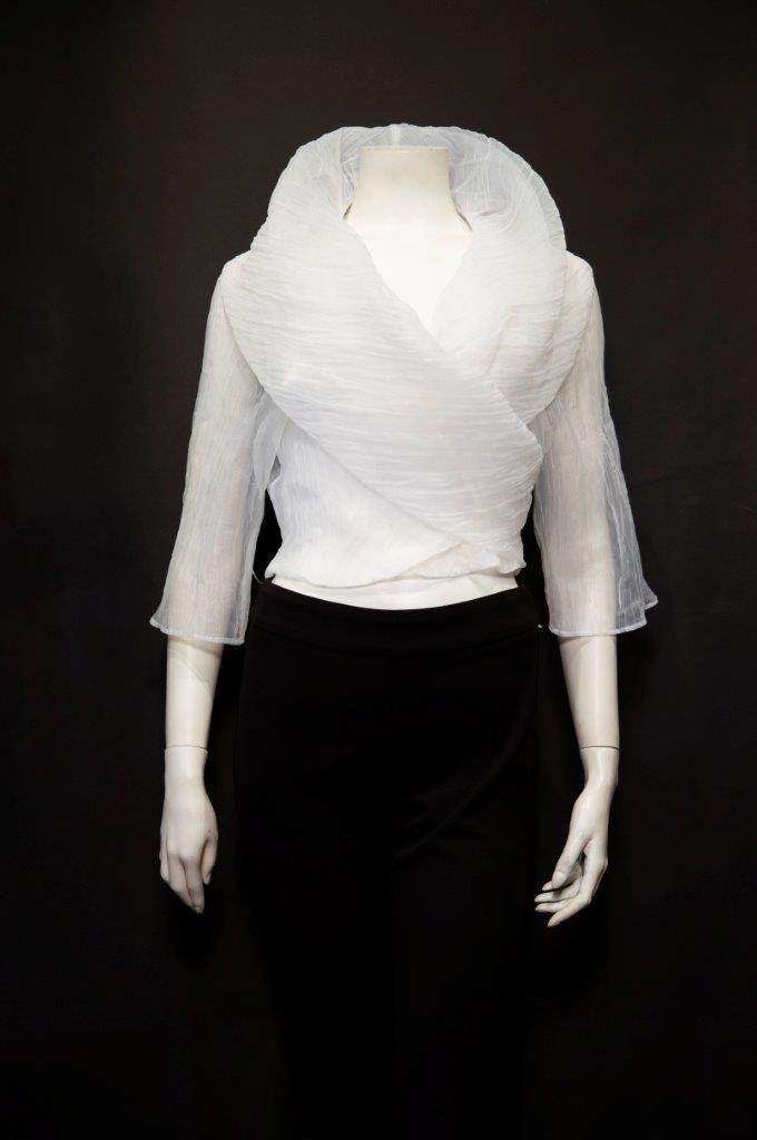 Samuel Dong's crinkled Chic Organza Bolero in White