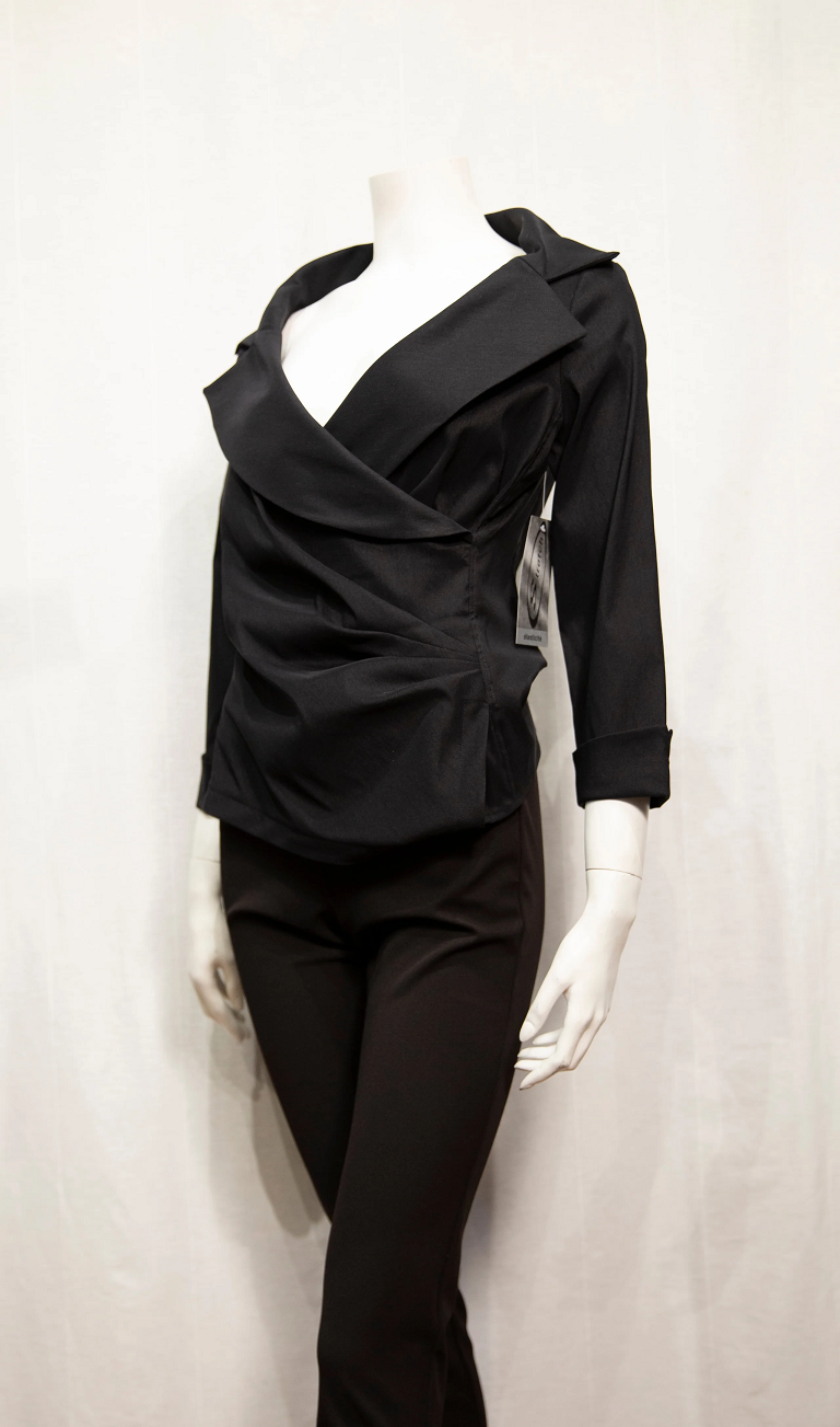 The Dressy Wrap Blouse from Samuel Dong in Black