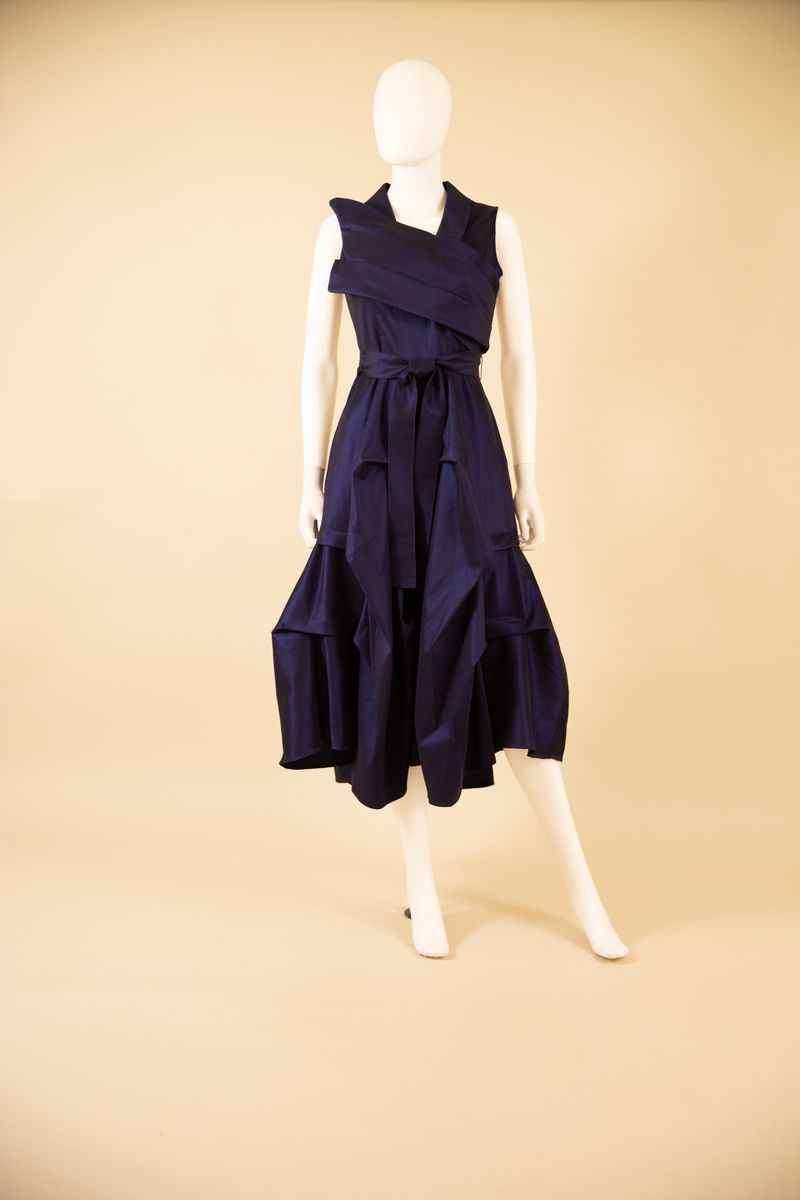 The Dupioni Flag Dress from Samuel Dong in Midnight