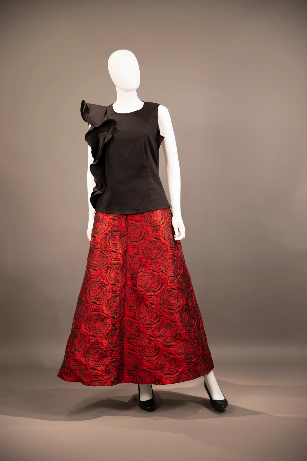 Samuel Dong's Dupioni Ruffle Blouse in Black