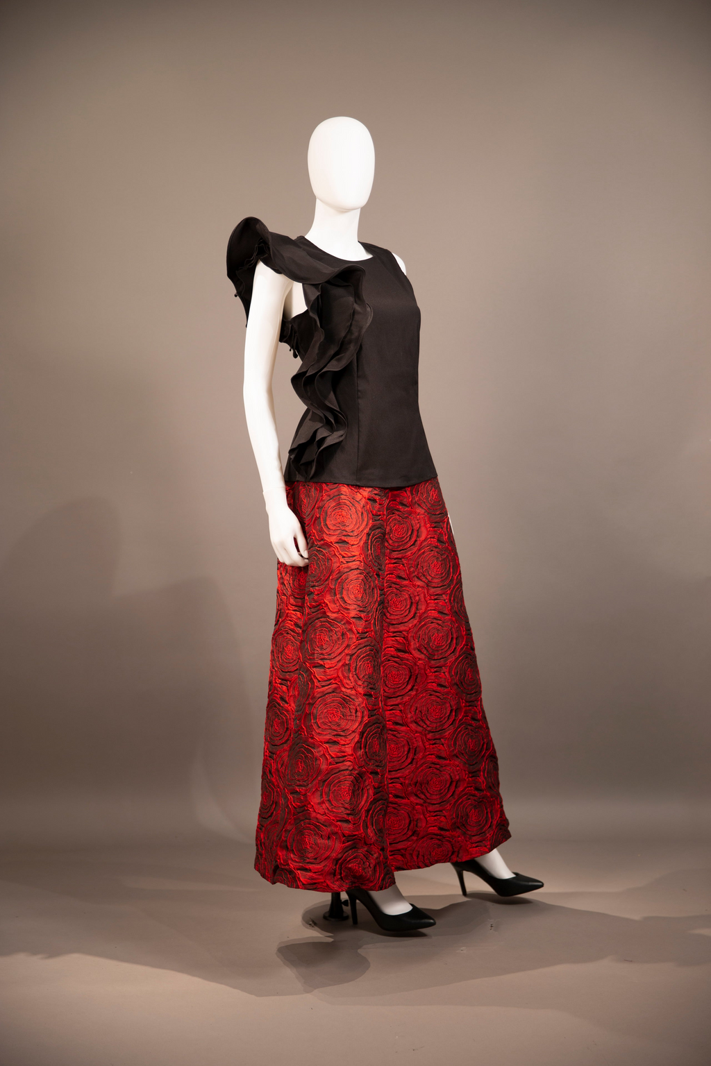 Samuel Dong's Dupioni Ruffle Blouse in Black