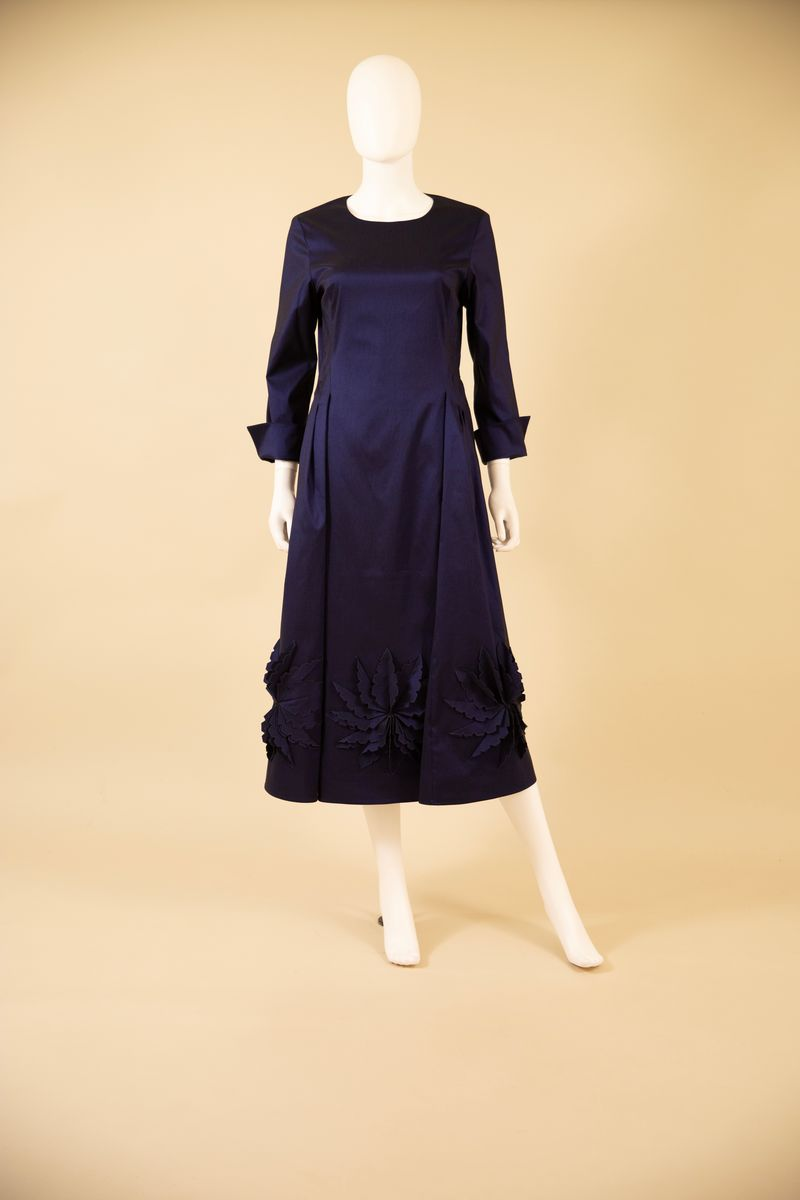 Samuel Dong's Flower Hem Dress in Midnight Blue