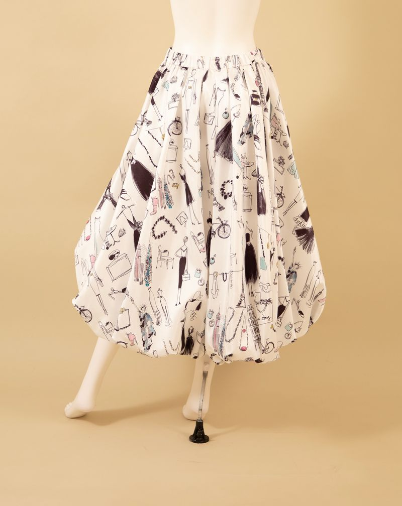 Samuel Dong's printed dupioni Bubble Skirt in Fashion Sketches
