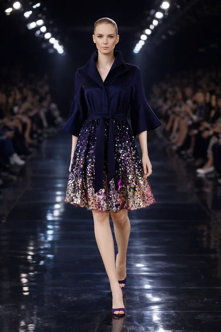 Samuel Dong's Sequin Beaded Bubble Dress in Midnight