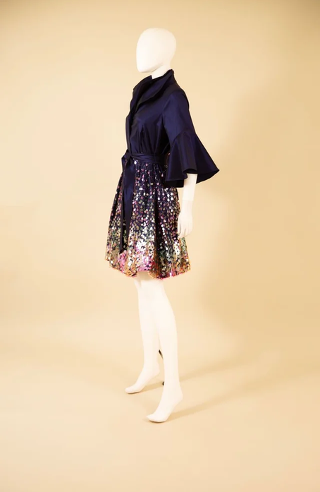 Samuel Dong's Sequin Beaded Bubble Dress in Midnight