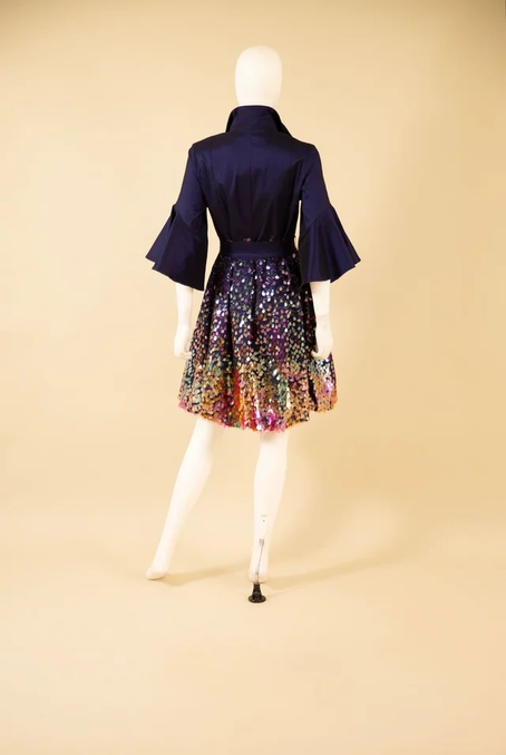 Samuel Dong's Sequin Beaded Bubble Dress in Midnight