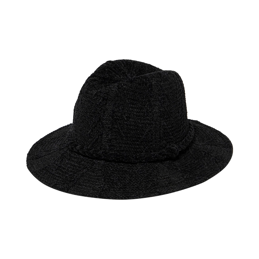 Chenille Patterned Fedora in Black