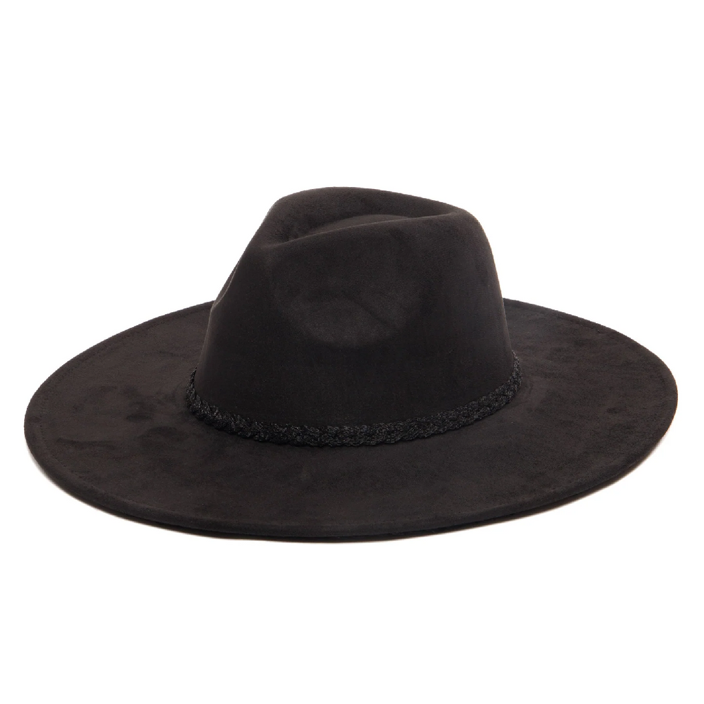 San Diego Hat Company Faux Suede Fedora with Tonal Braided Sequin Band